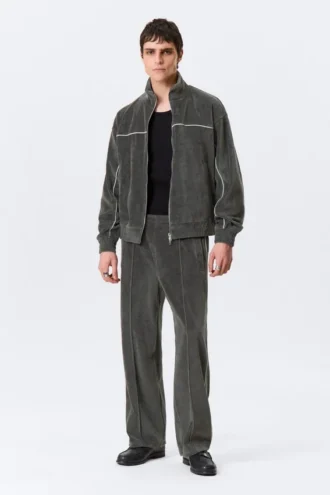 Loose Velour Track Jacket – Dark Grey Loose Velour Track Jacket – Dark Grey