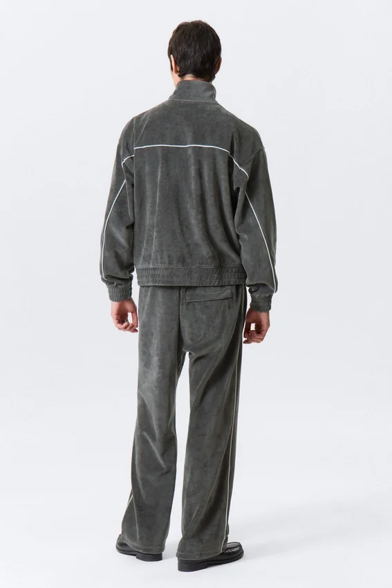 Loose Velour Track Jacket – Dark Grey Loose Velour Track Jacket – Dark Grey