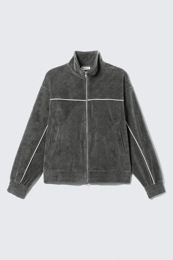 Loose Velour Track Jacket – Dark Grey Loose Velour Track Jacket – Dark Grey