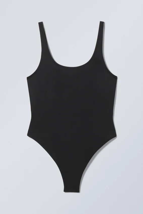 Low Back Scoop Neck Swimsuit – Black Low Back Scoop Neck Swimsuit – Black