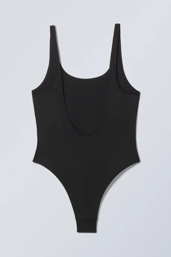 Low Back Scoop Neck Swimsuit – Black Low Back Scoop Neck Swimsuit – Black