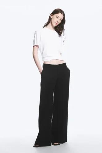 Low Flared Suit Trousers – Black