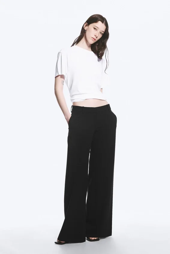 Low Flared Suit Trousers – Black Low Flared Suit Trousers – Black