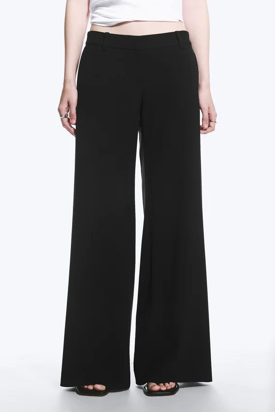 Low Flared Suit Trousers – Black Low Flared Suit Trousers – Black