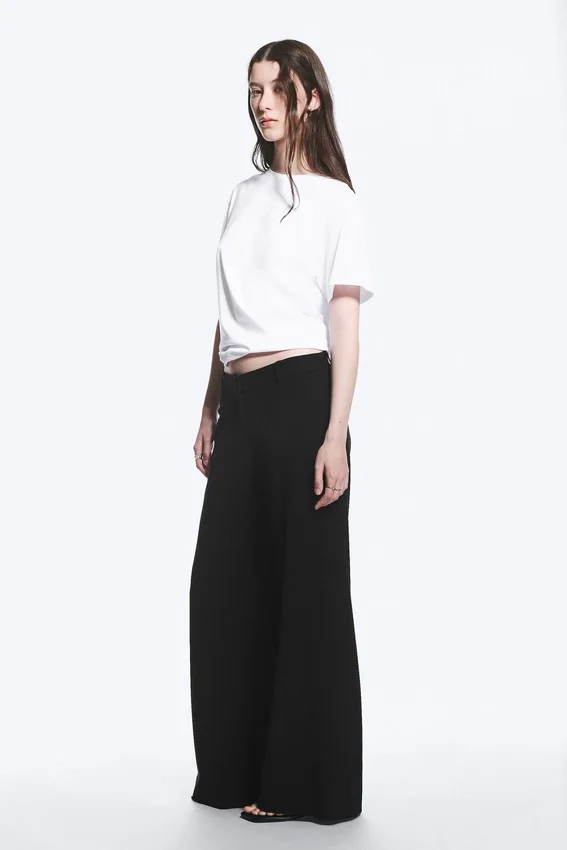 Low Flared Suit Trousers – Black Low Flared Suit Trousers – Black