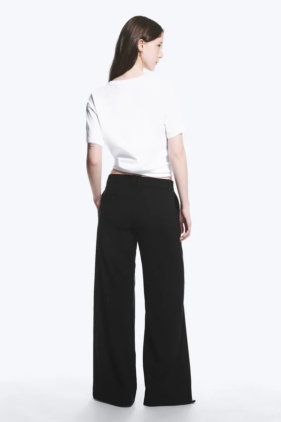 Low Flared Suit Trousers – Black Low Flared Suit Trousers – Black