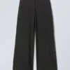 Low Flared Suit Trousers – Striped Black Low Flared Suit Trousers – Striped Black