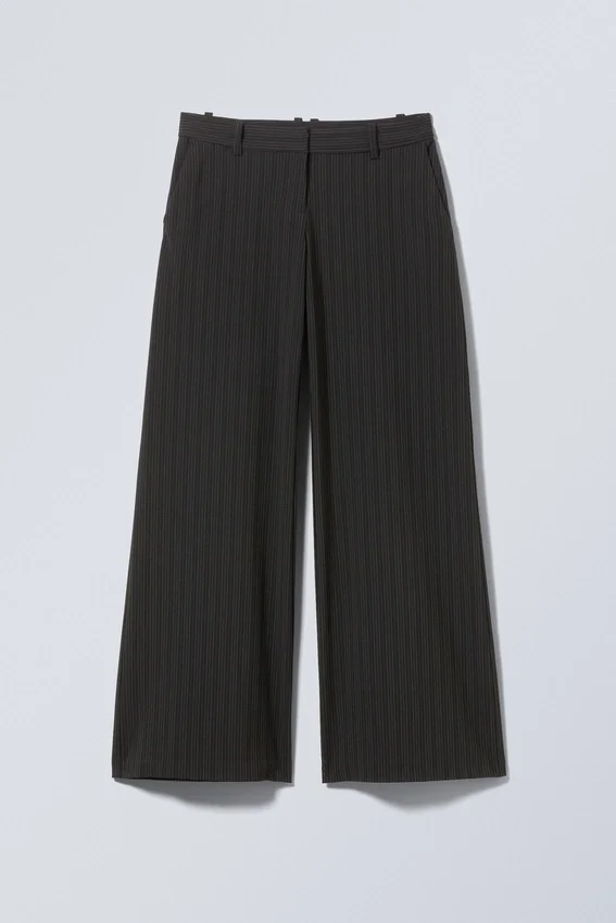 Low Flared Suit Trousers – Striped Black Low Flared Suit Trousers – Striped Black