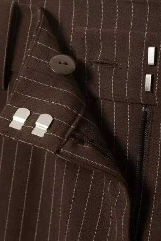 Low Flared Suit Trousers – Striped Dark Brown