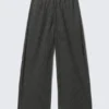 Low Loose Cotton Trousers – Striped Black Low Loose Cotton Trousers – Striped Black