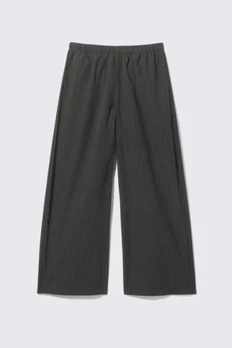 Low Loose Cotton Trousers – Striped Black