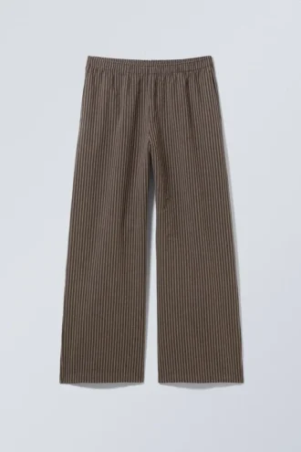 Low Loose Cotton Trousers – Striped Brown