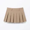 Low Pleated Mini Skirt – Dusty Beige Low Pleated Mini Skirt – Dusty Beige