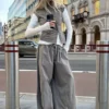Low Rise Baggy Pull-On Trousers – Grey Low Rise Baggy Pull-On Trousers – Grey