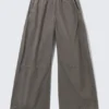 Low Rise Baggy Pull-On Trousers – Grey Low Rise Baggy Pull-On Trousers – Grey