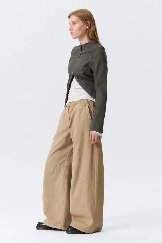Low Rise Baggy Ripstop Trousers – Beige Low Rise Baggy Ripstop Trousers – Beige