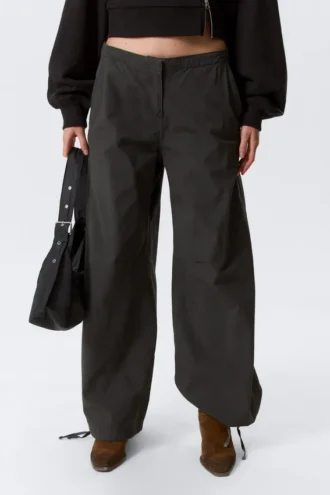 Low Rise Baggy Ripstop Trousers – Dark Grey
