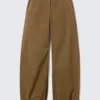 Low Rise Baggy Ripstop Trousers – Dark Khaki Low Rise Baggy Ripstop Trousers – Dark Khaki