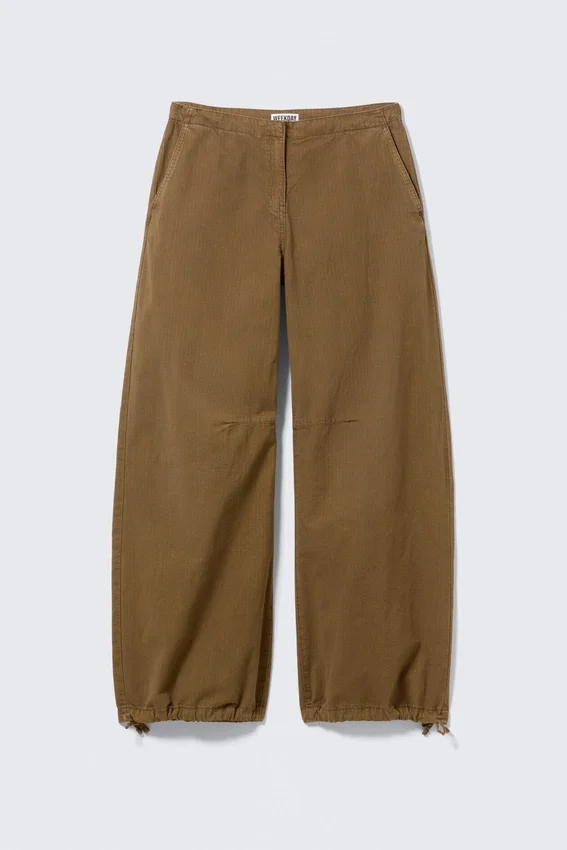 Low Rise Baggy Ripstop Trousers – Dark Khaki Low Rise Baggy Ripstop Trousers – Dark Khaki