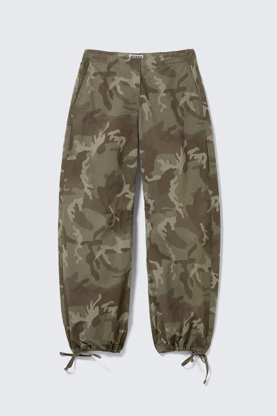 Low Rise Baggy Ripstop Trousers – Khaki Green – Camo Low Rise Baggy Ripstop Trousers – Khaki Green – Camo