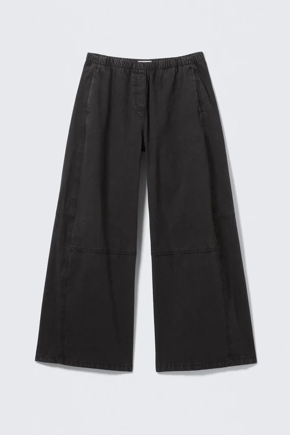 Low Rise Baggy Washed Canvas Trousers – Washed Black Low Rise Baggy Washed Canvas Trousers – Washed Black