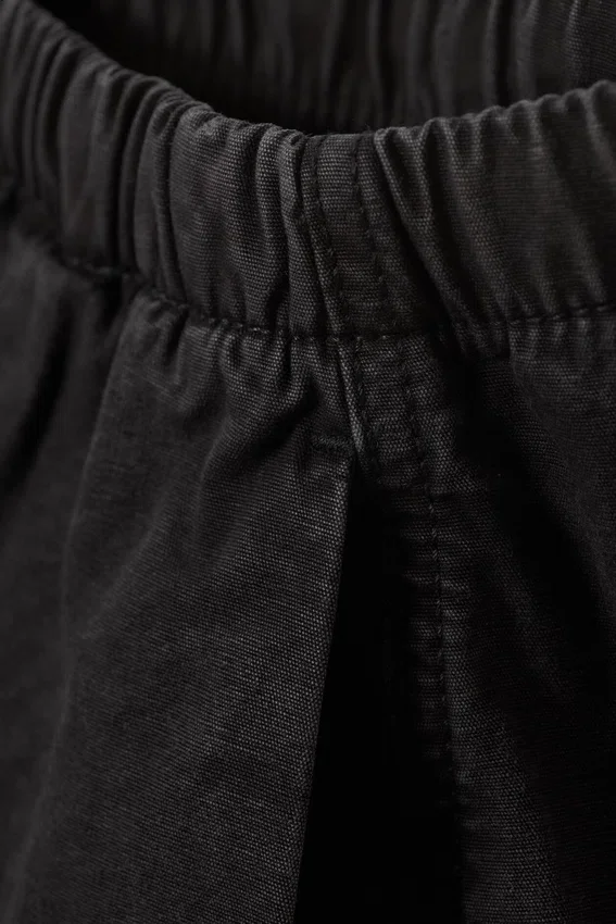Low Rise Baggy Washed Canvas Trousers – Washed Black Low Rise Baggy Washed Canvas Trousers – Washed Black