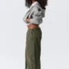 Low Rise Baggy Washed Canvas Trousers – Washed Dark Khaki Green Low Rise Baggy Washed Canvas Trousers – Washed Dark Khaki Green
