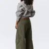 Low Rise Baggy Washed Canvas Trousers – Washed Dark Khaki Green Low Rise Baggy Washed Canvas Trousers – Washed Dark Khaki Green