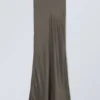 Low Rise Bias-Cut Satin Maxi Skirt – Dark Mole Low Rise Bias-Cut Satin Maxi Skirt – Dark Mole
