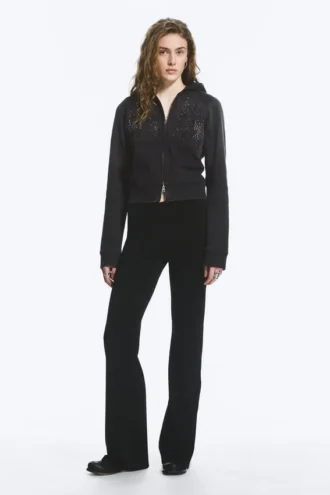Low Rise Bootcut Jersey Trousers – Black