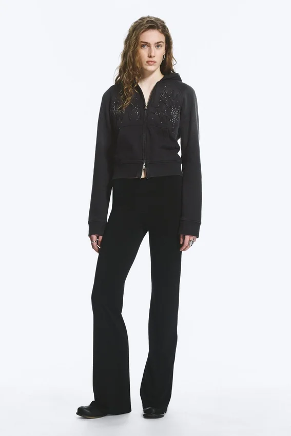 Low Rise Bootcut Jersey Trousers – Black Low Rise Bootcut Jersey Trousers – Black