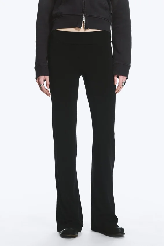 Low Rise Bootcut Jersey Trousers – Black Low Rise Bootcut Jersey Trousers – Black