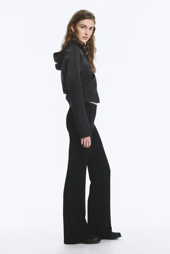 Low Rise Bootcut Jersey Trousers – Black Low Rise Bootcut Jersey Trousers – Black