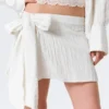 Low Rise Bow Detail Mini Wrap Skirt – Off-White Low Rise Bow Detail Mini Wrap Skirt – Off-White
