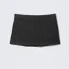 Low Rise Brushed Twill Mini Skirt – Dark Grey – Metallic Stripe Low Rise Brushed Twill Mini Skirt – Dark Grey – Metallic Stripe