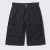 Low Rise Cargo Cotton Twill Jorts – Black Low Rise Cargo Cotton Twill Jorts – Black