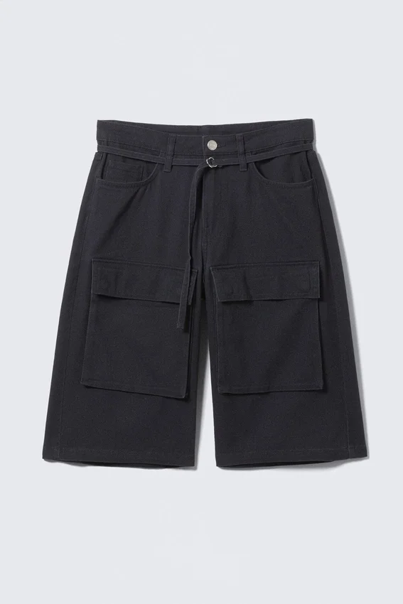 Low Rise Cargo Cotton Twill Jorts – Black Low Rise Cargo Cotton Twill Jorts – Black