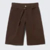 Low Rise Cargo Cotton Twill Jorts – Dark Brown Low Rise Cargo Cotton Twill Jorts – Dark Brown