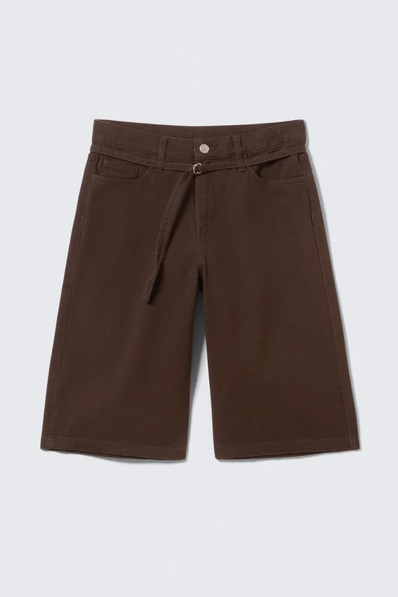 Low Rise Cargo Cotton Twill Jorts – Dark Brown Low Rise Cargo Cotton Twill Jorts – Dark Brown