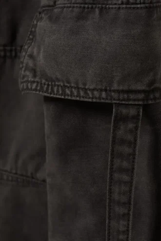 Low Rise Cargo Strap Twill Trousers – Dark Grey
