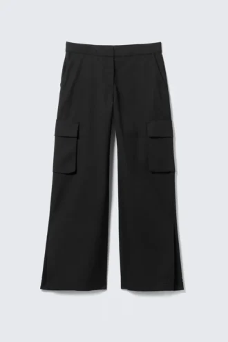 Low Rise Cargo Suiting Trousers – Black