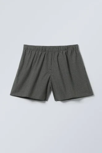 Low Rise Cotton Shorts – Checked Dark Mole