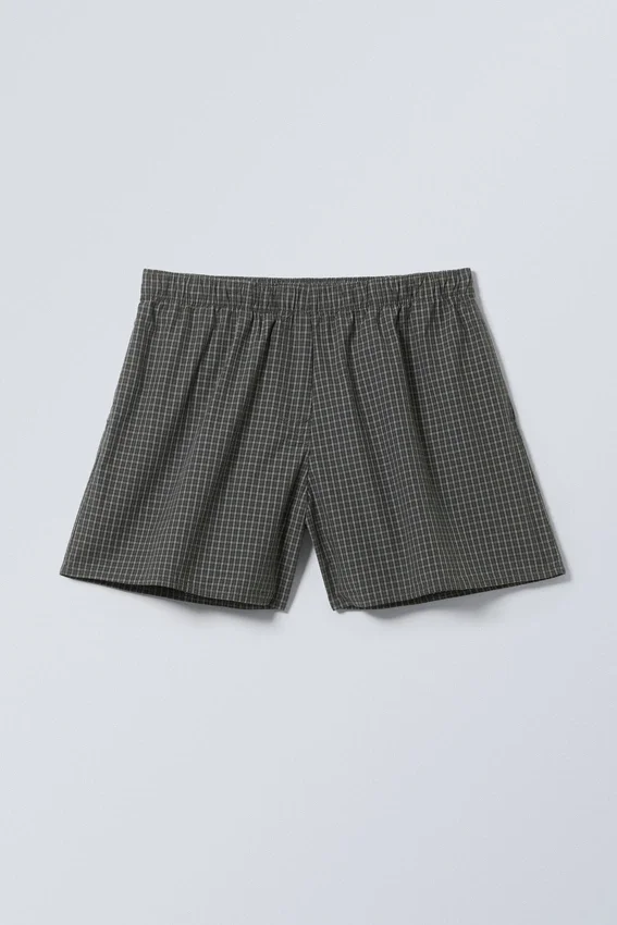 Low Rise Cotton Shorts – Checked Dark Mole Low Rise Cotton Shorts – Checked Dark Mole