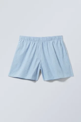 Low Rise Cotton Shorts – Striped Light Blue