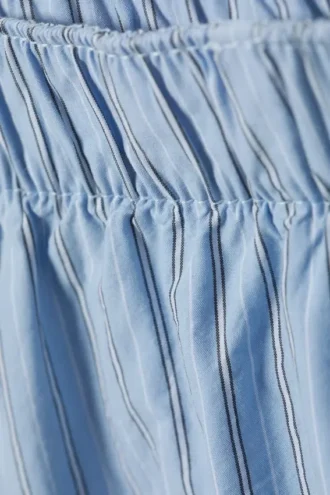 Low Rise Cotton Shorts – Striped Light Blue