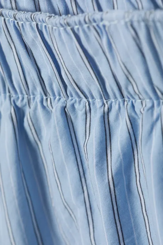 Low Rise Cotton Shorts – Striped Light Blue Low Rise Cotton Shorts – Striped Light Blue