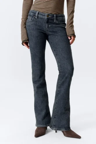 Low Rise Curve Yoke Flared Jeans – Desert Blue – Dark Blue Low Rise Curve Yoke Flared Jeans – Desert Blue – Dark Blue