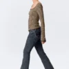 Low Rise Curve Yoke Flared Jeans – Desert Blue – Dark Blue Low Rise Curve Yoke Flared Jeans – Desert Blue – Dark Blue