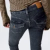 Low Rise Curve Yoke Flared Jeans – Desert Blue – Dark Blue Low Rise Curve Yoke Flared Jeans – Desert Blue – Dark Blue