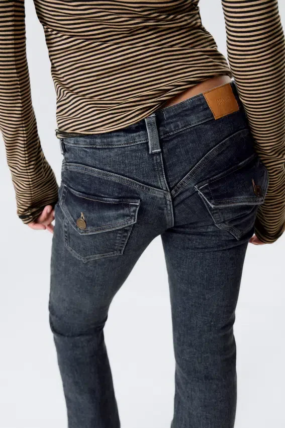 Low Rise Curve Yoke Flared Jeans – Desert Blue – Dark Blue Low Rise Curve Yoke Flared Jeans – Desert Blue – Dark Blue